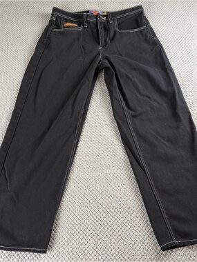 Empyre Men’s Straight Jeans Black with Contrast Stitching